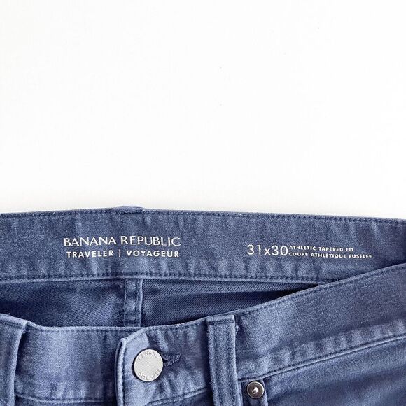 Banana Republic Traveler Mens Athletic Tapered Fit Jeans Navy Blue Size 31x30 - Picture 4 of 9